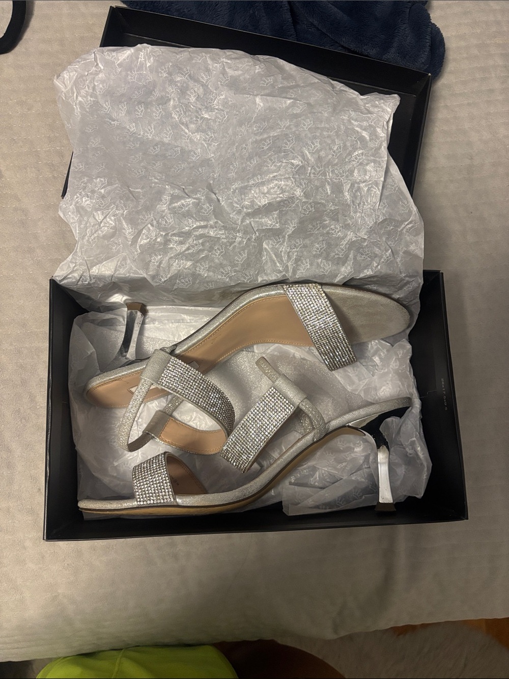 Nina Silver Rhinestone-Strap Evening Heels